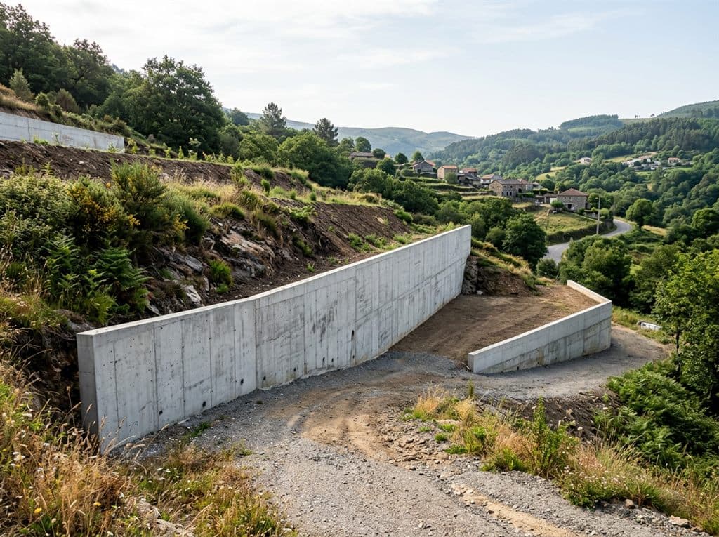 Muro de contención construido en Ourense