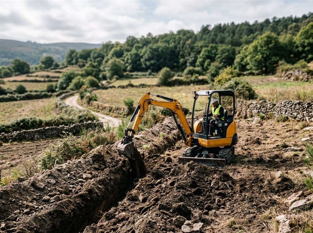 Preparación de terreno para apertura de zanja en Ourense