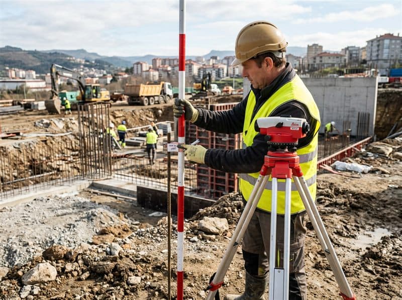 Replanteo del terreno antes de una excavación en Ourense